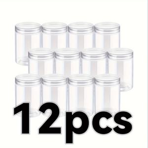 TEMU 12개입 280ml (약 9.47oz) 재사용 가능한 와이드 마우스 투명 플라스틱 병, 리브 뚜껑 PET 소재 보관 용기 - 로션, 크림, 연고 등에 적합