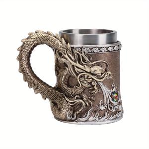 TEMU 스테인리스 스틸 드래곤 맥주잔 - 대용량, 스크래치 방지 커피 컵 3D 드래곤 디자인 - 홈 바 & 주방 장식에 완벽, 남자친구나 아버지의 날 선물로 이상적, 크리스마스에 가장 좋음, 추수감사절에 완벽함