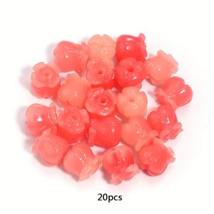 TEMU 20개 모조 산호 백합의 길 보석 액세서리 비즈 팔찌 목걸이 모바일 폰 체인 펜던트 태슬 차 장식 비즈 액세서리, 꽃 비즈로 보석 만들기, 공예용 꽃 비즈, 펜용 꽃 비즈, 꽃 비즈 펜, 매력, 팔찌 비즈, 비즈, 보석 만들기 용품, 보닛