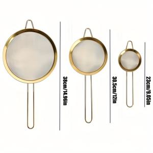 TEMU 3개 세트 스테인리스 스틸 미세 메쉬 스트레이너, 녹 방지, 무장식 골드 밀가루 체, 베이킹, 말차 차, 중간 및 파스타 분리기, 커피, 음식용 긴 손잡이 체, 액세서리 없음