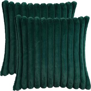 TEMU 2-Pack 빈티지 스타일 크리스마스 장식용 쿠션 커버, 인조 모피 플러시 쿠션 케이스 지퍼 잠금, 기계 세척 가능, 거실 장식용 니트 폴리에스테르 원단