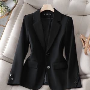 TEMU 여성용 세련된 단색 , 폴리에스터 안감, 긴 소매, 단추 디테일이 있는 싱글 브레스트 재킷, 정상 핏, 방수 안됨, 직조 직물, 봄/가을 2022 컬렉션용