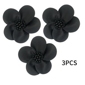 TEMU 3개의 우아한 3D 꽃 플러스 인조 진주 장식, 한국 꽃 스티커, DIY 웨딩 드레스 및 가방 액세서리에 적합 - 봉제 장식, 의류 및 핸드백 장식, 머리 장식, 장식에 적합