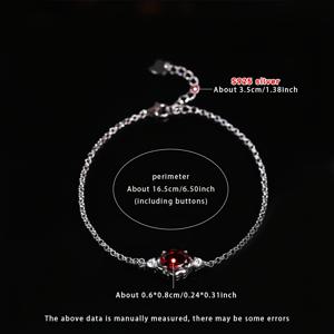 TEMU S925 실버 레드 석류 스톤 팔찌, 길이 조절 가능 여성 선물 - 색상 및 패턴의 변이와 자연 광물, 및 특별한 날에 완벽