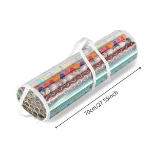 TEMU 1개 대용량 PVC 포장지 보관 가방 (지퍼 잠금 및 손잡이 포함) - 크리스마스, 할로윈, 결혼식, 생일, 파티 장식용 튼튼한 선물 포장 정리함 - 내구성이 뛰어난 플라스틱 소재, 선물 포장 보관