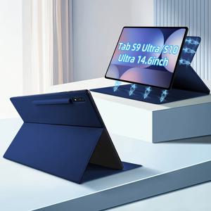 TEMU 삼성 갤럭시 탭 S10 울트라 2024/ S9 울트라 2023용 마그네틱 슬림 케이스, 삼성 갤럭시 14.6인치 호환 다중 각도 커버, 포켓 자동 슬립/웨이크 기능, 휴대용 커버,태블릿 케이스,슬림 디자인,내구성 있는 소재,학생들