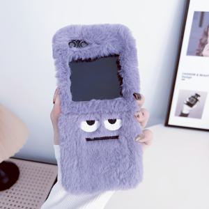 TEMU 가을과 겨울용 플러시 롤링 화이트 아이 접이식 모바일 폰 케이스, 삼성 ZFlip3/4/5/6 플립 커버 전체 보호 케이스에 적합