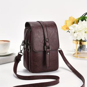 TEMU 빈티지 스타일 여성용 크로스바디 폰 백 - 우아한, 다용도 포켓 디자인, 조절 가능한 스트랩, 지퍼 클로저, 어스 브라운, 퍼플 레드, 블랙 색상, 일상용 크로스바디 백 | 우아한 미니 백 | 질감 있는 마감, 크로스바디 퍼스