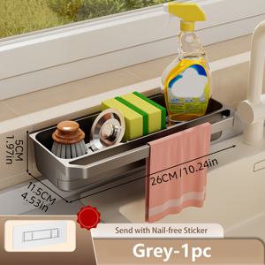 TEMU 1개 MCILLS 벽걸이 싱크대 배수대와 식기건조대 & 스펀지 홀더 - 내구성 있는 ABS 플라스틱 공간 절약형 주방 및 욕실 정리함, 스펀지, 스크러버, 브러시, 비누병용 다기능 보관함 - 아래 쉬운 설치, 모던 디자인, 욕실 정리 및 수납, 세련된 벽 마운트, 효율적인 물 배수|싱크대수전