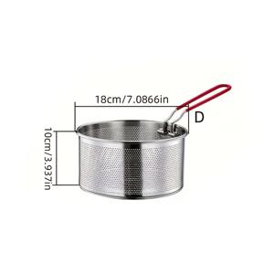 TEMU 스테인리스 스틸 분리 가능한 손잡이 프라이팬 바구니 휴대용 주방 여과기 프랑스 프라이 요리 면류기 여과 필터 내구성 있는 요리 도구