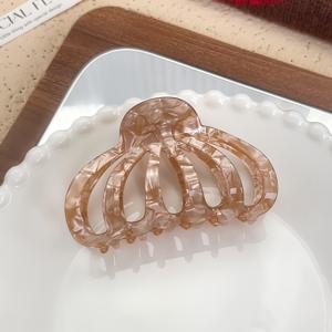 TEMU 엘레강트 아크릴 호박 헤어핀 - 여성을 위한 대형 밝은 색상 거미 헤어 샤크 클립 - 데이 및 다양한 행사에 완벽 - 단일 품목