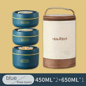 TEMU 방수 스테인리스 스틸 도시락통 + 토트백 세트 - 학교, 사무실, 캠핑 및 피크닉용 휴대용 재사용 가능한 식품 보관 용기