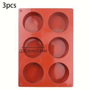 TEMU 3pcs 실리콘 라운드 실린더 모양, 캔디, 초콜릿, 쿠키, 컵케이크, 머핀, 푸딩, 젤로용 비착착 베이킹 모양