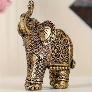 TEMU 1pc 레진 골든 엘리펀트 조각품, 행운의 부자 조각, 현관, 사무실, 집, 새해, 크리스마스 선물, 테이블탑, 자동차, 집 거실 바 카페 장식, 창의적인 책상 장식, 실내 및 실외 사용, 전기 없음