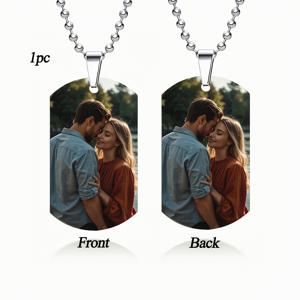 TEMU 개인화된 남성용 펜던트 목걸이, 양면 커스텀 컬러 사진/텍스트/개태 목걸이, 커플 키체인 목걸이, 블루, 추억의 선물, 패션 있는 선물, 가족, 남자 친구 선물, 크리스마스 선물에 적합합니다.