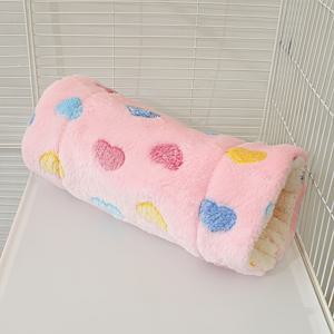 TEMU 1개의 아늑한 플러시 햄스터 터널 둥지, 작은 동물을 위한 부드럽고 따뜻한 애완동물 침낭, 꽃 가지 쥐 꿀 족제비 더치 돼지 기니피그 해먹 통로