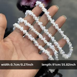 TEMU 1 야드 (91cm) 모조 진주 비즈 레이스 트림, 핸드메이드 비즈 레이스 트림 액세서리, 웨딩 드레스 소매 및 넥라인 장식 리본, 케이크 파티 홈 플로럴 장식 리본