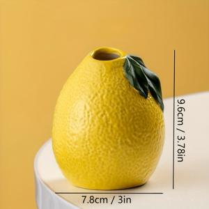 TEMU 주방 장식용으로 사용할 수 있는 유니크한 레몬 모양의 세라믹 플랜터 하이드로포닉스 바제, 집이나 사무실 장식용으로 사용할 수 있는 작은 꽃 바제, 센터피스용으로 사용할 수 있는 오렌지 장식 바제, 거실 장식용으로 사용할 수 있는 세라믹 과일 모양의 데스크탑 바제
