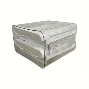 TEMU 이중층 누수 방지 플라스틱 냉장고 계란 신선 보관 상자, 충격 방지 및 파손 방지 손 세척 재사용 가능한 상자, 계란 보관 및 정리, 가정용 주방 용품