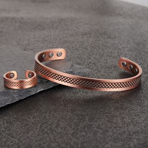 TEMU 남녀공용 2개 구리 팔찌와 반지, 자석 뱅글 링, 생일 발렌타인데이 선물용 조절 가능한 구리 주얼리