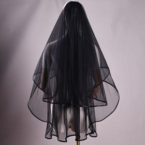 TEMU 꽃 헤어핀과 함께하는 우아한 블랙 레이스 브라이드 마이드 베일 - 이중층 튤, 웨딩 및 정장 행사에 완벽한, 정장 행사 액세서리|꽃 헤어핀|나일론 소재