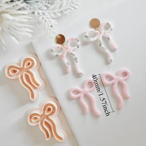 TEMU 2개 세트 보우 댕글 폴리머 클레이 커터 데이용 클레이 몰드 귀걸이 주얼리 펜던트 귀여운 리본 포터리 클레이 커팅 다이