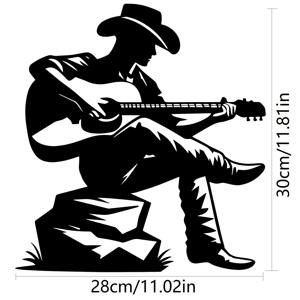 TEMU 1개 기타리스트 실루엣 메탈 벽 장식 - 빈티지 웨스턴 음악 데코, 모자 & 기타 포함, 수평형 벽걸이 음악 테마 홈 데코, 거실/침실/카페용 - 음악 애호가를 위한 이상적인 선물, 집들이, 어머니날, 기타 장식, 아트 포스터, 우주 , 금속 벽 장식