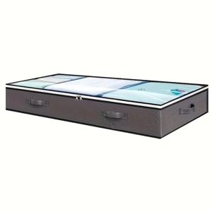 TEMU 1개 침대 밑 수납 상자, 투명 창 & 강화 손잡이 - 접이식 대용량 침구 정리함, 간편한 접근을 위한 공간 절약형 디자인, 내구성 있는 원단, 플립형 뚜껑, 침대 밑 수납