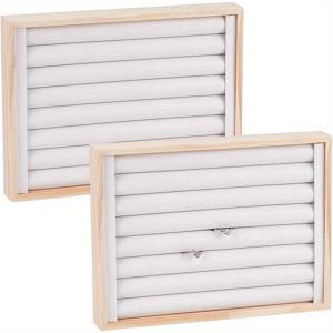 TEMU 2개 PU 합성 가죽 링 디스플레이 트레이, 7개 슬롯 링 보관 홀더 팔찌 주얼리 디스플레이 정리함, 주얼리 소매용 디스플레이 및 포장 용품