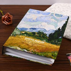 TEMU 200개 6인치 대용량 빈티지 유화 풍경 사진 앨범 - 반고가 스타일 커버, 골드 톤 페이지, 무산성 재질로 제작된 유럽 스타일 스크랩북 앨범, 스크랩북 용품