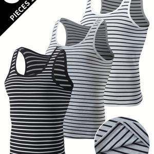 TEMU 3pcs 남성 슬림핏 민소매 셔츠 - 블랙 & 화이트 애슬레틱 탱크탑, 짐 & 캐주얼 웨어, 라운드넥 사계절 운동 티, 홈, 아웃도어, 스포츠용 통기성 좋은 티셔츠 (손세탁 가능) - 다양한 색상 옵션|나시티|민소매