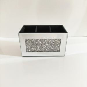 TEMU 1개 거울 메이크업 브러쉬 홀더와 3개 슬롯 유리 메이크업 브러쉬 보관대, 조각 귀여운 펜 및 연필 홀더, 사무실 책상 아이라이너 디스플레이 캐비닛