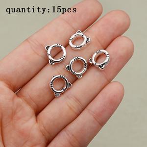 TEMU 빈티지 고양이 머리 참 비즈 15개 세트 - 아연 합금 동물 테마 DIY 주얼리 만들기 용품, 레드 액센트가 있는 복고풍 스타일의 팔찌 및 귀걸이용 참