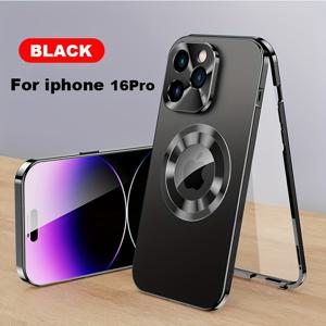 TEMU 아이폰 16/15/14/13/12 Pro Max Plus 시리즈에 적합한 마그네틱 프라이버시 보호 케이스. 눈부신 풀 메탈 범퍼가 특징인 투인원 마그네틱 폰 케이스와 사생활 보호 기능이 있습니다.