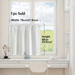 TEMU 1개 일본 스타일 주방 커튼 - 수직 줄무늬가 있는 빛을 필터링하는 쉬어 보일, 로드 포켓 디자인, 폴리에스터 원단, 주방 창문 및 캐비닛에 완벽, 세탁기 사용 가능, 사계절 사용, 주방 창문 | 모던 주방 장식 | 빛을 필터링하는 커튼, 창문용 주방 커튼