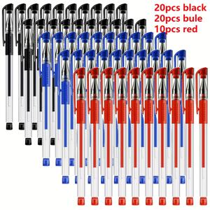 TEMU 50개/세트 젤 펜 세트, 중간 굵기 0.5mm 볼펜 서명 및 쓰기에 적합, 검정, 파랑, 빨강 젤 잉크, 학생용 이상적, 학교 및 사무실 문구류, 연령 14세 이상