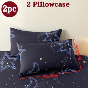 TEMU 2pcs Lettering Geometric Cartoon Print Pillowcase, Polyester Microfiber, Envelope Closure, Machine Washable, Soft and Breathable Home Bedding, 2pcs Set Without Pillow Core