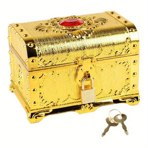 TEMU 귀여운 디자인의 보석 상자, 다용도 보관함, 클래스 잠금 장치 및 키 포함, 완벽한 선물, 보석 보관함|빈티지 디자인|내구성 있는 플라스틱, 보석 상자, 보석 상자