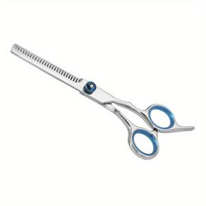 TEMU 1개 전문 애완동물 그루밍 가위 - 7인치 헤비듀티 스테인리스 스틸, 안전한 라운드 팁이 있는 인체공학적 미끄럼 방지 핸들, 개와 고양이를 위한 정밀 제어 이빨 가위, 두꺼운 긴 털 트리밍용