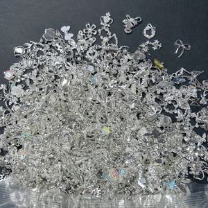 TEMU 50개 럭셔리 네일 아트 세트 (라인스톤, 진주, 하트 & 리본 디자인) - 골드/실버 합금, 무향, 네일 (매니큐어, 페디큐어, 네일 장식용)