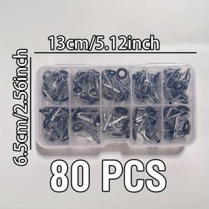 TEMU AKAKUMA 80pcs 낚시대 끝 수리 키트, 해양 낚시대용 유니버설 철 가이드 링, 다종 라인 탑, 낚시대 끝 수리 세트, 낚시대 액세서리