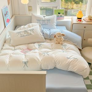 TEMU 3/4피스 침구 세트, 이불 커버 1개, 침대 시트 1개, 베개 커버 1/2개 포함 (베개/이불 삽입 없음), 달콤한 카툰 스타일, 부드럽고 베이지 친화적, 섬세한 질감, 세탁기 사용 가능, 오래 지속, 보풀 방지, 게스트룸 설정,귀여운 침구,기발한 테마,부드러운 원단,보풀 방지,가벼운 이불,침대 시트 세트