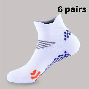 TEMU 6 쌍 남성 아θλη용 압축 반바지 양말 - 농구, 달리기, 하이킹을 위한 통기성, 빠른 건조 디자인 - 기하학적 패턴, 니트 소재, 250g/m², 스포츠 양말|아θλη용 양말|니트 구조