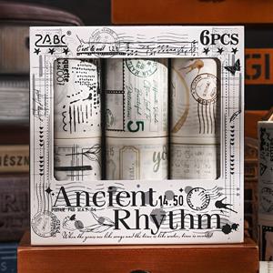 TEMU 고대 매력과 아름다운 포장의 빈티지 와시 테이프 스티커 6롤 팩