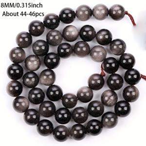 TEMU 1줄에 약 4mm-12mm 약 30-90개 아르제니트 자연석 비즈 원형 느슨한 스페이서 비즈 보석 만들기 DIY 팔찌 목걸이 수제 액세서리 약 15인치