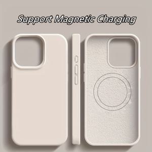 TEMU 애플 케이스와 호환되는 iPhone 13, 14, 15, 및 16 시리즈용으로 설계된 내장 자기 링이 있는 단색 액체 실리콘 보호 커버