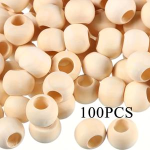 TEMU 300/200/150/100 미완성 추가 큰 구멍 자연 목재 비즈, 10-20mm 크기 다양성, DIY 보석, 팔찌, 귀걸이, 목걸이 및 수제품에 적합 - 창의적인 프로젝트에 적합한 밝은 색상 원형 비즈