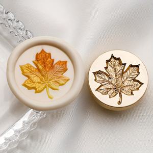 TEMU 1개 식물 잎 시리즈 왁스 씰 스탬프 헤드 - 복잡한 정맥 패턴이 있는 독특한 분리 가능한 디자인, 봉투, 스크랩북, 책갈피 및 졸업 선물에 완벽함|실링왁스