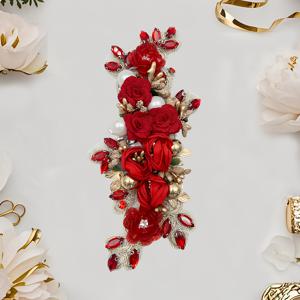 TEMU 바로크 스타일 3D 꽃 스티커, 진주와 라인스톤이 포함되어 있습니다 - 웨딩 드레스, 의류 및 헤어 액세서리에 대한 우아한 DIY 수선 자수 패치, 꽃 액세서리 장식