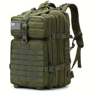 TEMU 남녀공용 45L 전술 백팩 - 미국 국기 패치가 있는 대형 몰리 랙백, 하이킹 및 캠핑을 위한 다중 수납공간 & 패딩 숄더 스트랩, 야외 모험 장비 | 소프트쉘 백팩 | 내구성 있는 원단, 하이킹 배낭